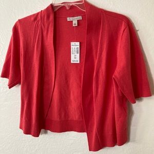 Dress Barn bolero sweater, coral